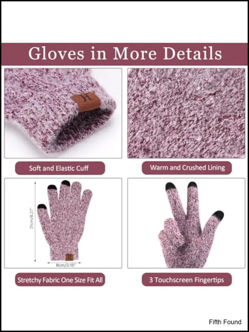 Womens Winter Beanie Hat Scarf Touchscreen Gloves 3 Piece Set Acrylic Fleece